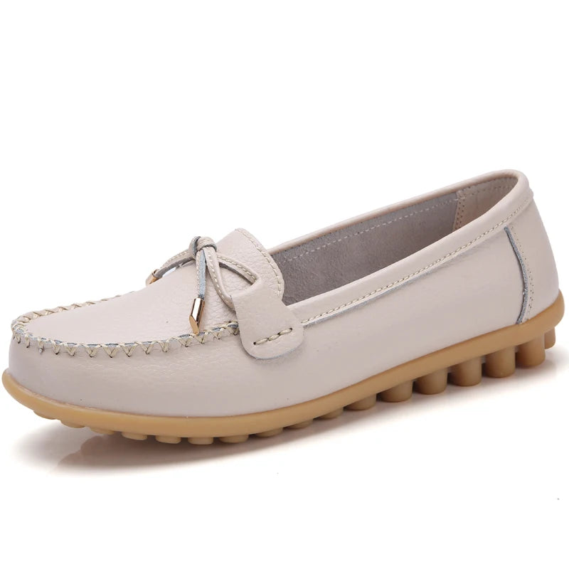 Genuine Leather New Woman Flats Shoes Ballet Flat Sneakers Soft Moccasins Ladies Boat Ballerina Esp 13