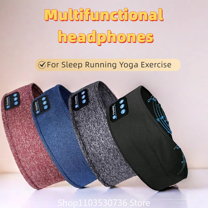 Wireless Music Earphones Eye Mask for Side Sleeper, Thin Soft Elastic Comfortable Headband, Bluetooth Sleeping Headphone