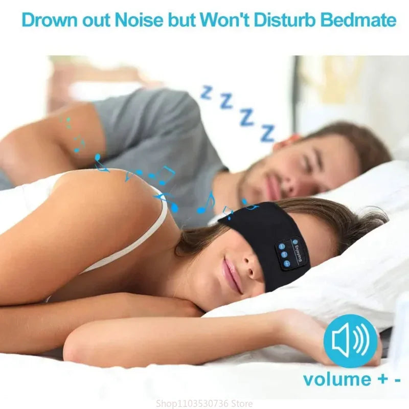 Wireless Music Earphones Eye Mask for Side Sleeper, Thin Soft Elastic Comfortable Headband, Bluetooth Sleeping Headphone