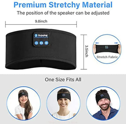 Wireless Music Earphones Eye Mask for Side Sleeper, Thin Soft Elastic Comfortable Headband, Bluetooth Sleeping Headphone