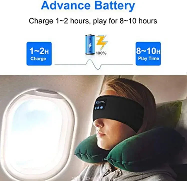Wireless Music Earphones Eye Mask for Side Sleeper, Thin Soft Elastic Comfortable Headband, Bluetooth Sleeping Headphone