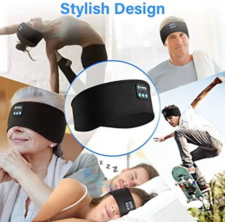 Wireless Music Earphones Eye Mask for Side Sleeper, Thin Soft Elastic Comfortable Headband, Bluetooth Sleeping Headphone