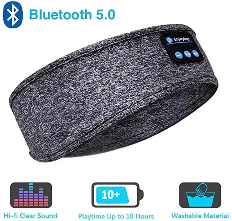 Wireless Music Earphones Eye Mask for Side Sleeper, Thin Soft Elastic Comfortable Headband, Bluetooth Sleeping Headphone