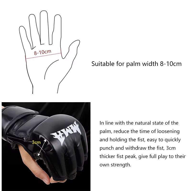 Professional HalfFinger Boxing Training Gloves  Leather Padded Gloves For Sandbag MMA  Sanda Practi 4