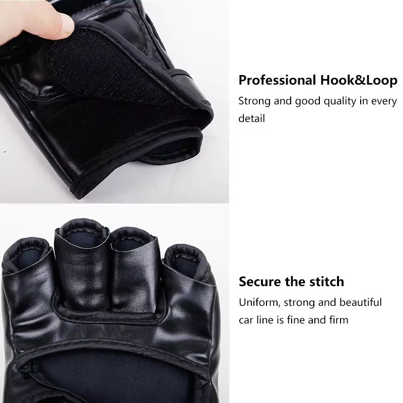 Professional HalfFinger Boxing Training Gloves  Leather Padded Gloves For Sandbag MMA  Sanda Practi 5