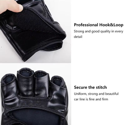 Professional HalfFinger Boxing Training Gloves  Leather Padded Gloves For Sandbag MMA  Sanda Practi 5