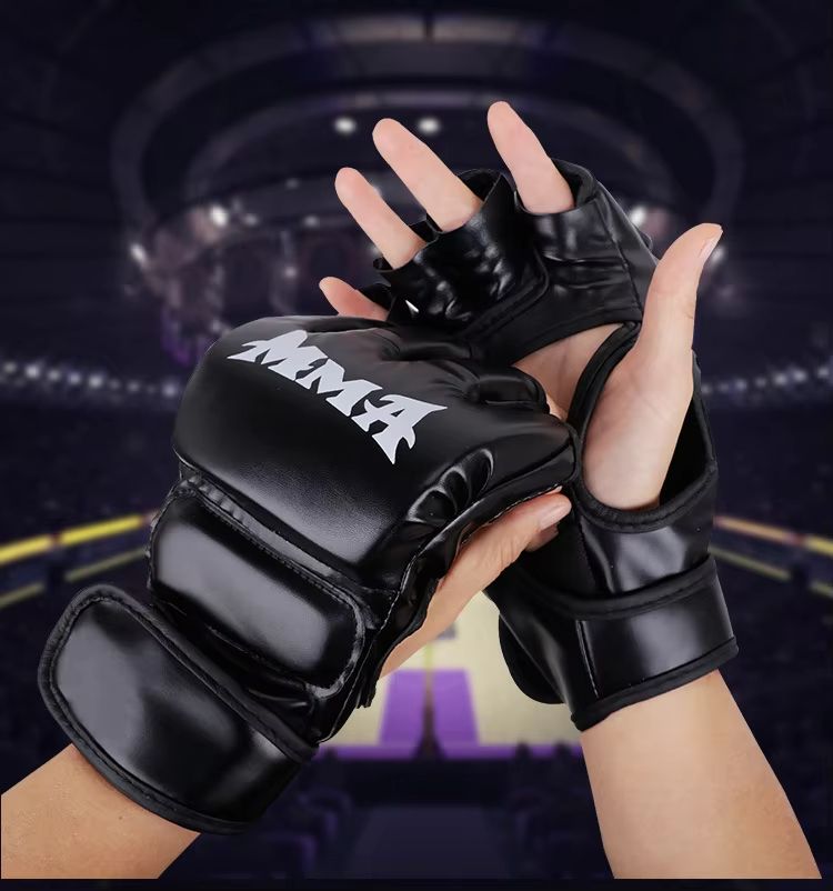 Professional HalfFinger Boxing Training Gloves  Leather Padded Gloves For Sandbag MMA  Sanda Practi 6