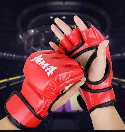 Professional HalfFinger Boxing Training Gloves  Leather Padded Gloves For Sandbag MMA  Sanda Practi 8