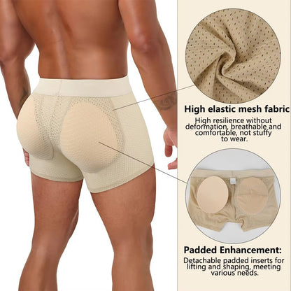 Mens Removable Buttocks Body Shaper Shorts  Hip Lift Boxer Briefs With Breathable QuickDrying Suppo 3