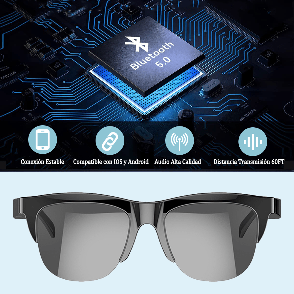 Wireless Smart Sunglasses Unisex Fingerprint Touch Speaker Mic For Music And Calls 3
