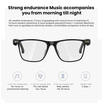 Inteligent Sunglasses, Smart Glasses Bluetooth Headphones, Outdoor Waterproof, Blue Light Filtering, Polarized Lenses