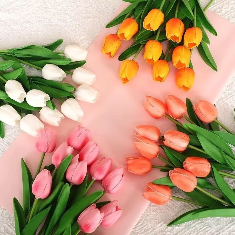 Artificial Tulip Bouquet – Real Touch Fake Flowers for Home, Wedding & Party Decorations (1/3/5 Pcs)
