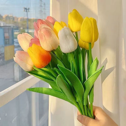 Artificial Tulip Bouquet  Real Touch Fake Flowers For Home Wedding  Party Decorations 135 Pcs 2