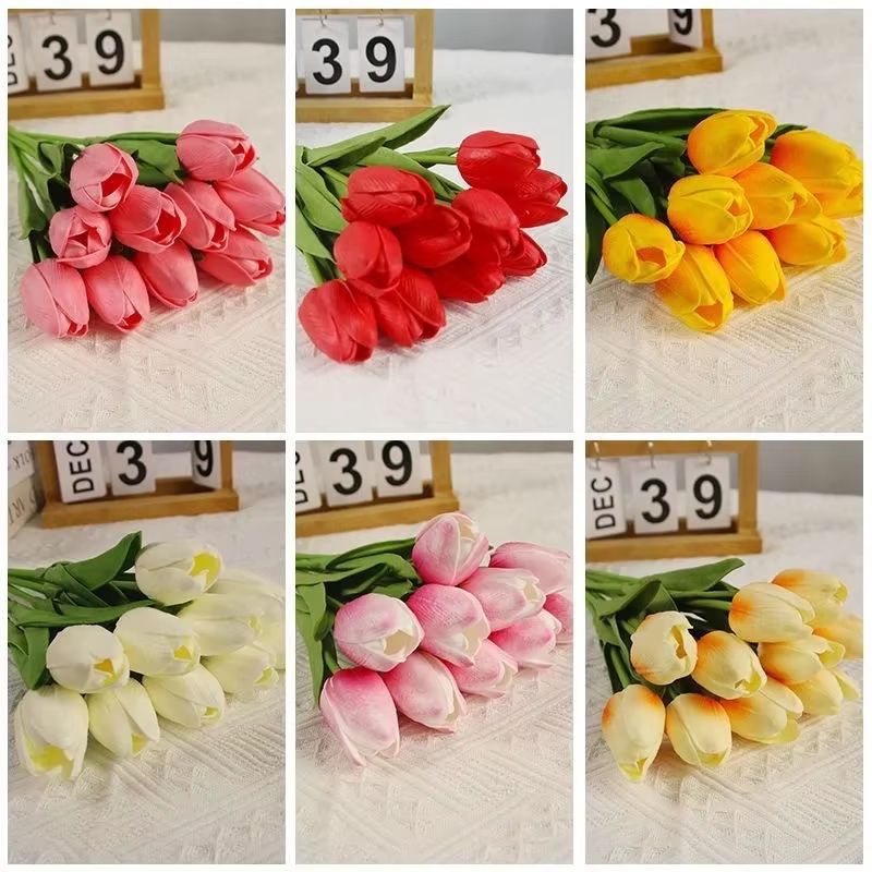 Artificial Tulip Bouquet  Real Touch Fake Flowers For Home Wedding  Party Decorations 135 Pcs 3