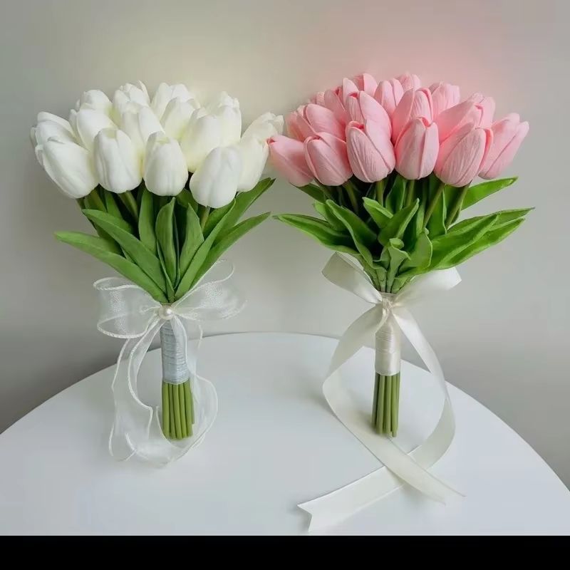 Artificial Tulip Bouquet  Real Touch Fake Flowers For Home Wedding  Party Decorations 135 Pcs 5
