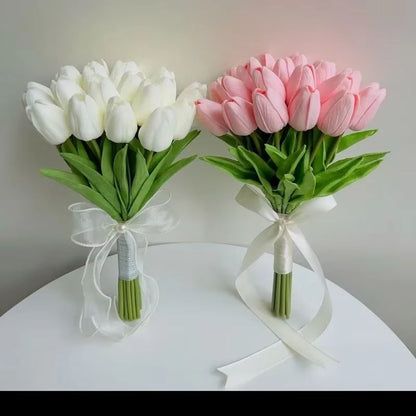 Artificial Tulip Bouquet  Real Touch Fake Flowers For Home Wedding  Party Decorations 135 Pcs 5