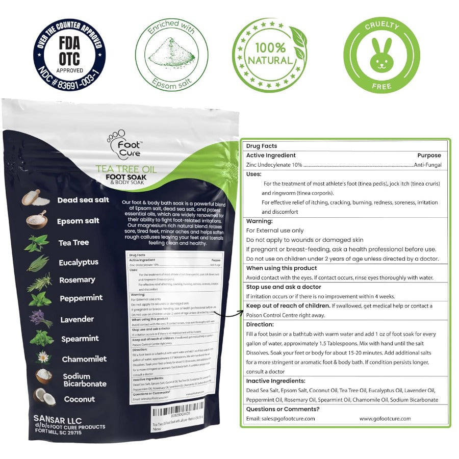 Tea Tree Oil Foot Soak, Soothes Sore Tired Feet, Repairs Toenail, Softens Calluses, Athletes Foot Treatment