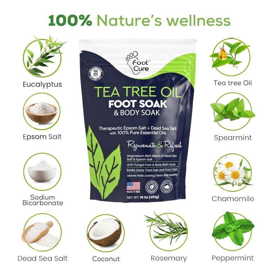 Tea Tree Oil Foot Soak, Soothes Sore Tired Feet, Repairs Toenail, Softens Calluses, Athletes Foot Treatment
