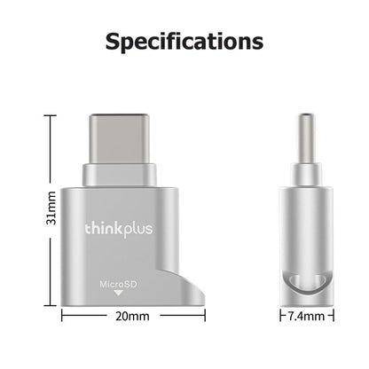 USB C Type-C TF Card Reader for Type C Phone, Lenovo Thinkplus Micro SD Memory Card Mini Metal TranFlash Adapter