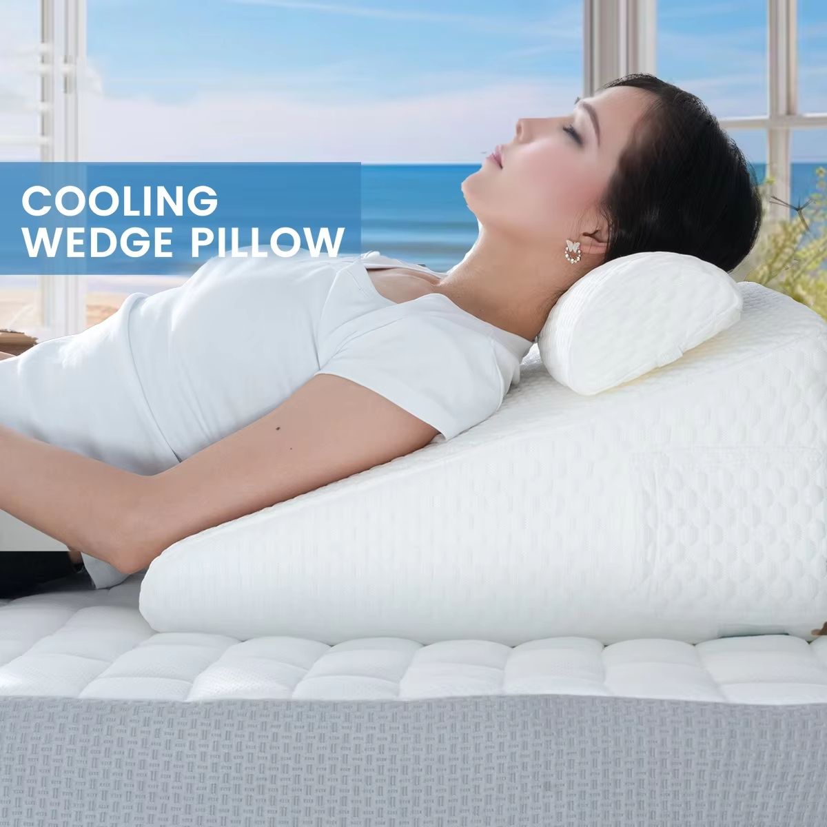 2Piece Memory Foam Wedge Pillow Set  Triangle Support Cushions For Back Legs Knees  Neck With Remov 2
