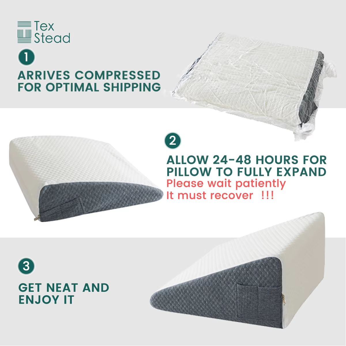 2Piece Memory Foam Wedge Pillow Set  Triangle Support Cushions For Back Legs Knees  Neck With Remov 5