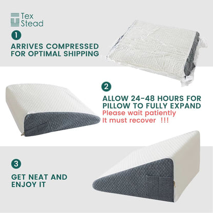 2Piece Memory Foam Wedge Pillow Set  Triangle Support Cushions For Back Legs Knees  Neck With Remov 5