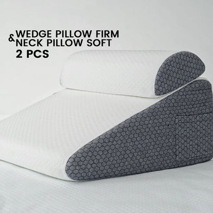 2Piece Memory Foam Wedge Pillow Set  Triangle Support Cushions For Back Legs Knees  Neck With Remov 6