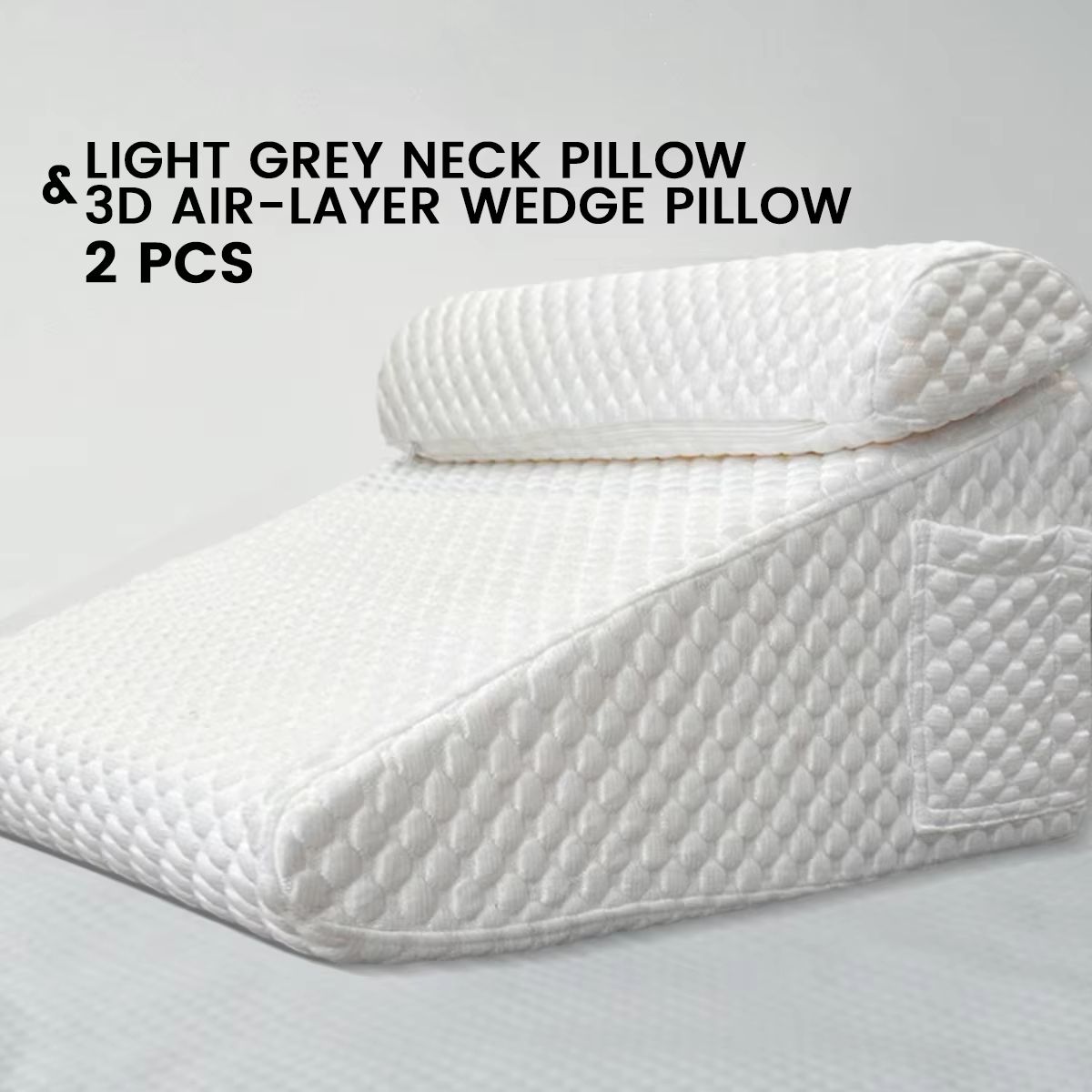 2Piece Memory Foam Wedge Pillow Set  Triangle Support Cushions For Back Legs Knees  Neck With Remov 7