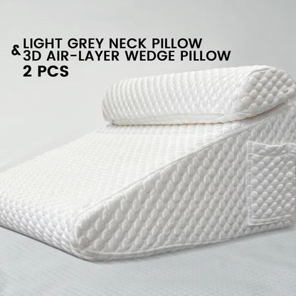 2Piece Memory Foam Wedge Pillow Set  Triangle Support Cushions For Back Legs Knees  Neck With Remov 7