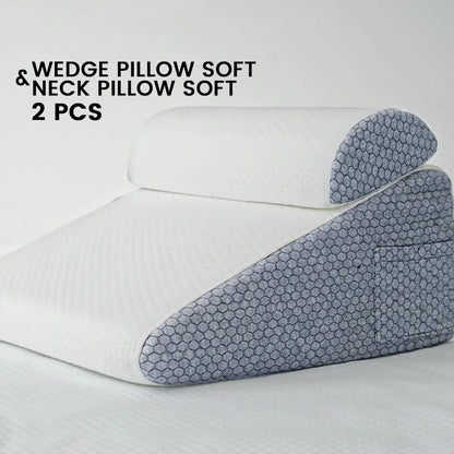 2Piece Memory Foam Wedge Pillow Set  Triangle Support Cushions For Back Legs Knees  Neck With Remov 8