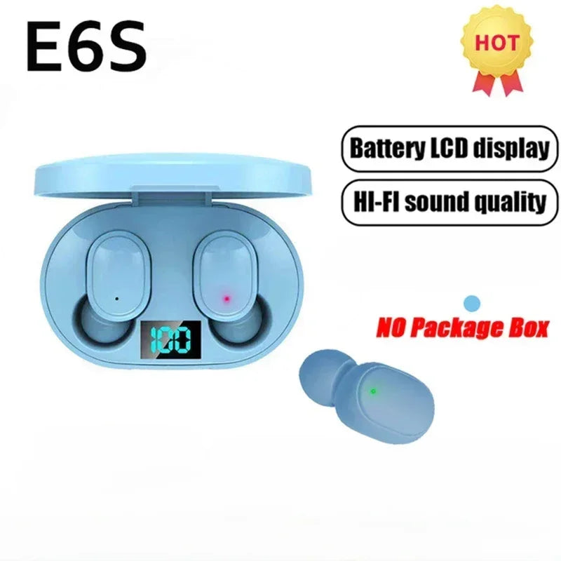 TWS Bluetooth Headset Wireless Earbuds, E6S Wireless Bluetooth Earphones, Noise Cancelling Earphones with Microphone