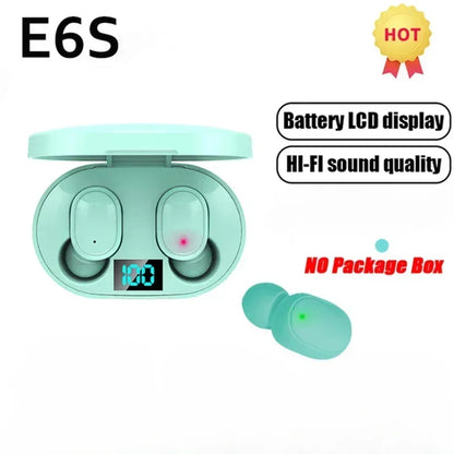 TWS Bluetooth Headset Wireless Earbuds, E6S Wireless Bluetooth Earphones, Noise Cancelling Earphones with Microphone