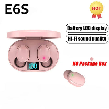 TWS Bluetooth Headset Wireless Earbuds, E6S Wireless Bluetooth Earphones, Noise Cancelling Earphones with Microphone
