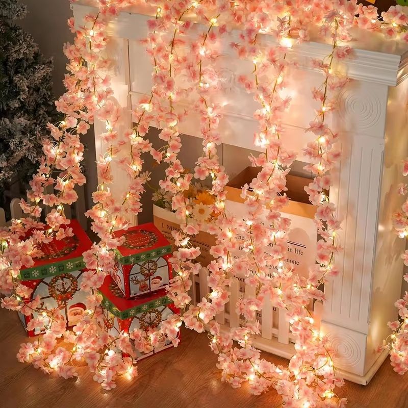 180cm Artificial Sakura Flower Vine – Realistic Cherry Blossom Garland for Wedding, Party, Home & Garden Decoration