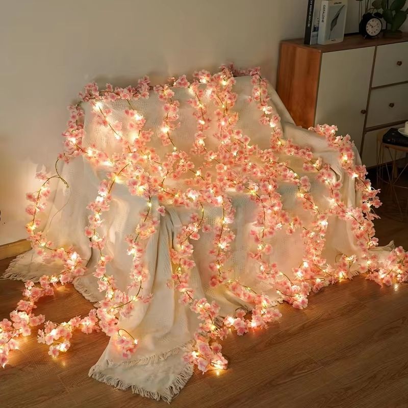 180cm Artificial Sakura Flower Vine  Realistic Cherry Blossom Garland For Wedding Party Home  Garde 1
