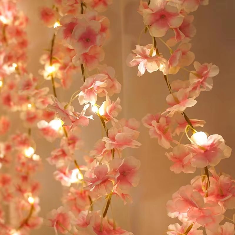 180cm Artificial Sakura Flower Vine  Realistic Cherry Blossom Garland For Wedding Party Home  Garde 2