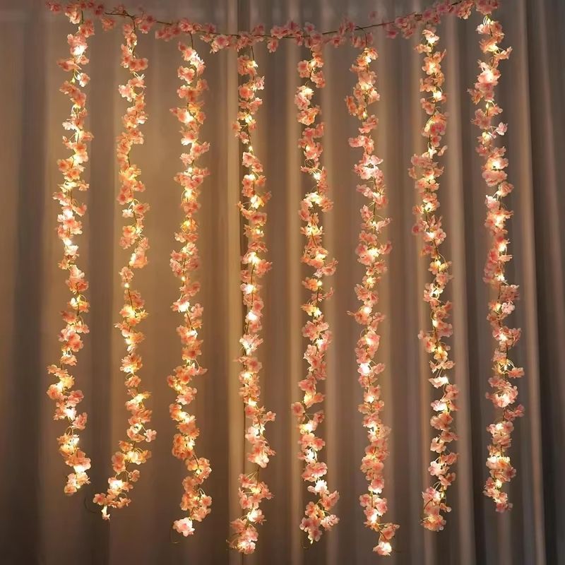 180cm Artificial Sakura Flower Vine  Realistic Cherry Blossom Garland For Wedding Party Home  Garde 3