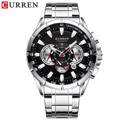 CURREN Mens Chronograph Watch  Stainless Steel Sport Wristwatch With Big Dial  Luminous Hands 6