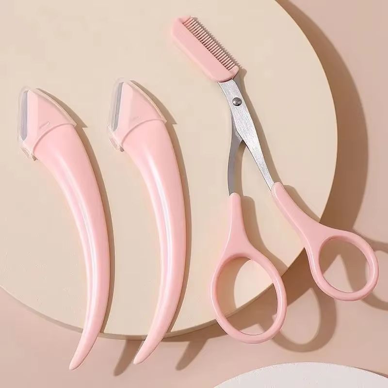 Eyebrow Trimmer Set  Curved Eyebrow Razor  Scissors With Comb For Easy Precise Grooming 1