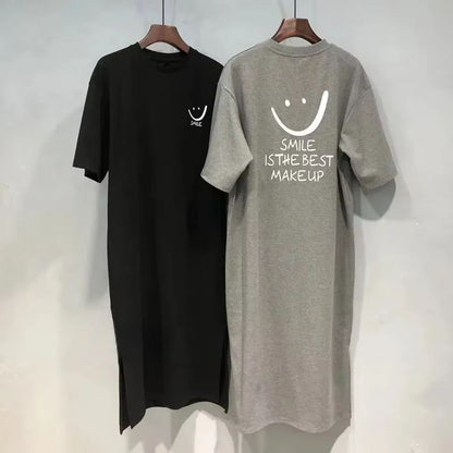 Womens Summer TShirt Dress  Loose Short Sleeve MidLength Over Knee Casual Dress 3