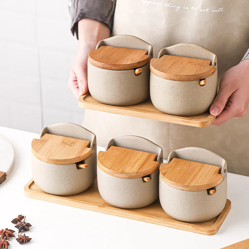 Pottery Seasoning Jar With Lid Household Salt Jar Sugar Bowl And Olive Oil Bottle For Complete Kitc 1