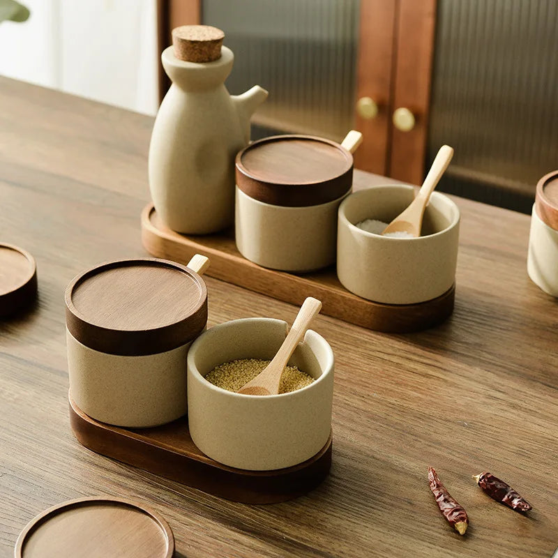 Pottery Seasoning Jar With Lid Household Salt Jar Sugar Bowl And Olive Oil Bottle For Complete Kitc 2