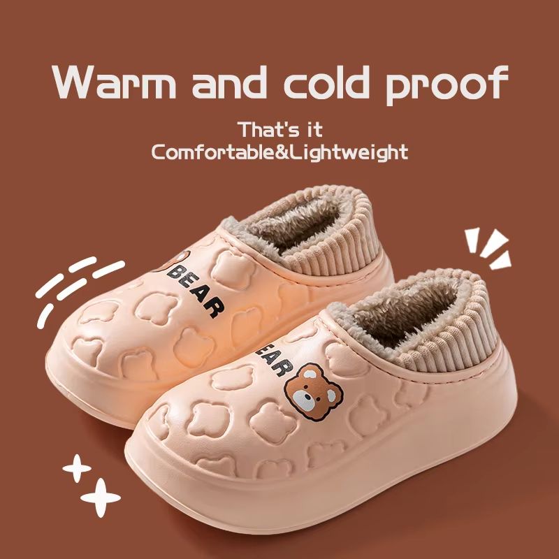 Womens Waterproof Winter Cotton Slippers  Warm NonSlip Indoor  Outdoor House Shoes For Couples 9