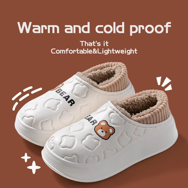 Womens Waterproof Winter Cotton Slippers  Warm NonSlip Indoor  Outdoor House Shoes For Couples 10