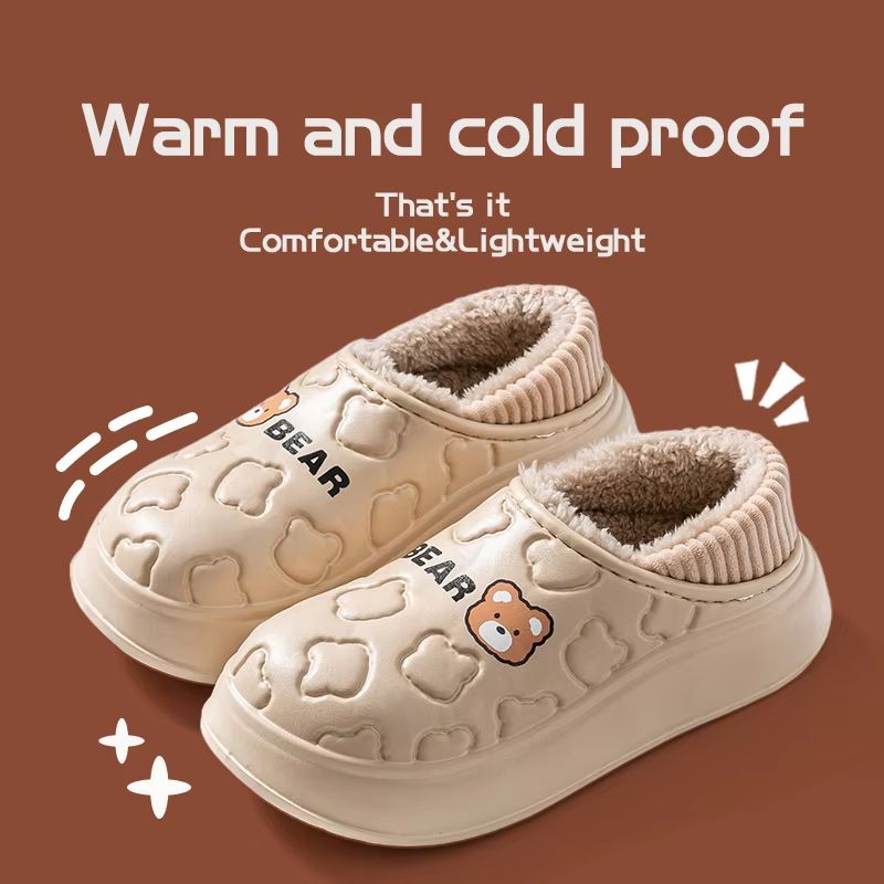 Womens Waterproof Winter Cotton Slippers  Warm NonSlip Indoor  Outdoor House Shoes For Couples 11