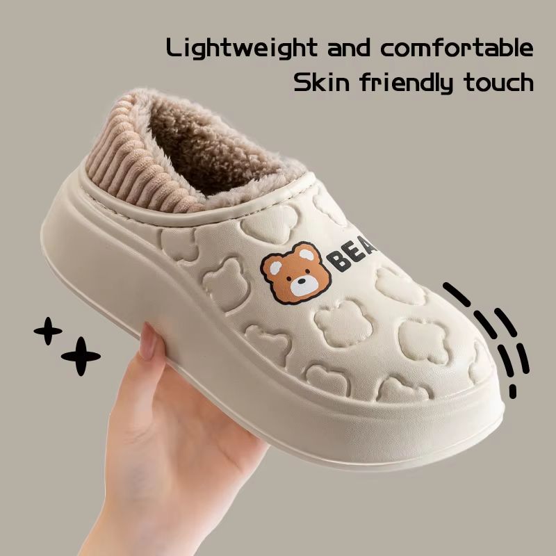 Womens Waterproof Winter Cotton Slippers  Warm NonSlip Indoor  Outdoor House Shoes For Couples 3