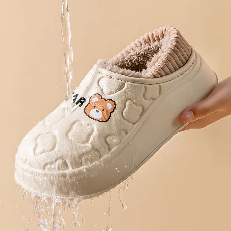 Womens Waterproof Winter Cotton Slippers  Warm NonSlip Indoor  Outdoor House Shoes For Couples 5