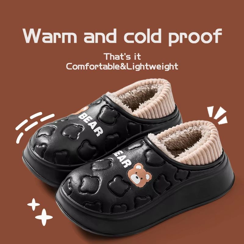 Womens Waterproof Winter Cotton Slippers  Warm NonSlip Indoor  Outdoor House Shoes For Couples 7