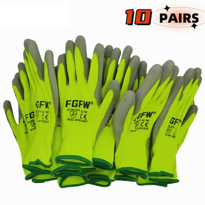 10 Pairs PU Coated Safety Work Gloves