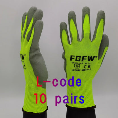 10 Pairs PU Coated Safety Work Gloves 8